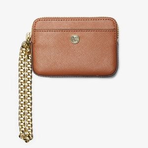 Michael Kors Medium Saffiano Leather Chain Card Case NEW